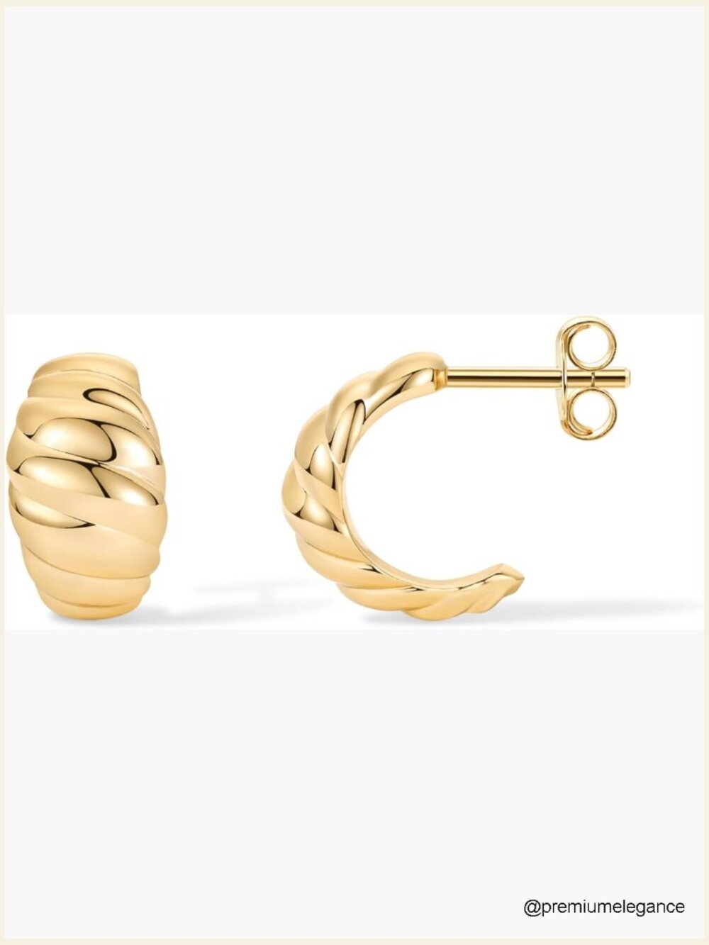 Ribbed Croissant Huggie Hoop Earrings - 14K Gold Plated Ridge Earrings